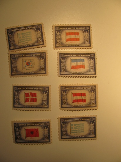 8 Vintage Unused Mint U.S. Stamps