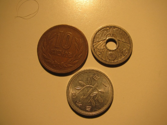 Foreign Coins: 3xAsian coins