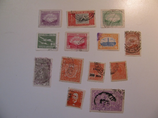 Vintage stamps set of: Bolivia & Brazil