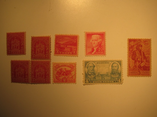 9 Vintage Unused Mint U.S. Stamps