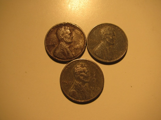 US Coins: 3x 1943 Steel pennies