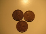 US Coins: 3x1918 wheat pennies