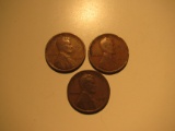 US Coins: 3x1919 wheat pennies