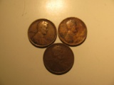 US Coins: 3x1917 wheat pennies