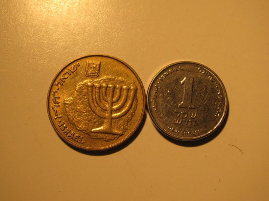 Foreign Coins:  2x Isreali coins