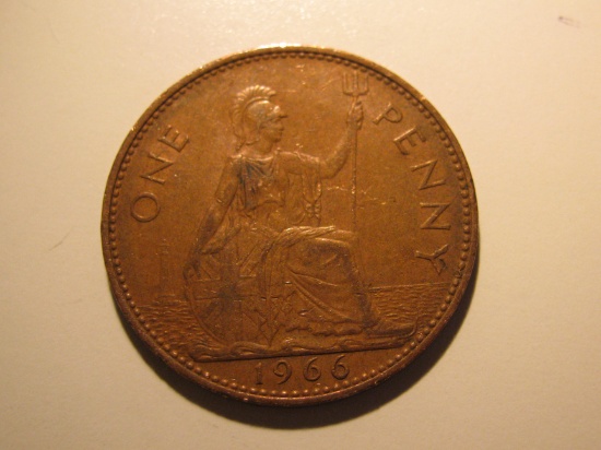 Foreign Coins: 1966 Great Britain 1 Penny
