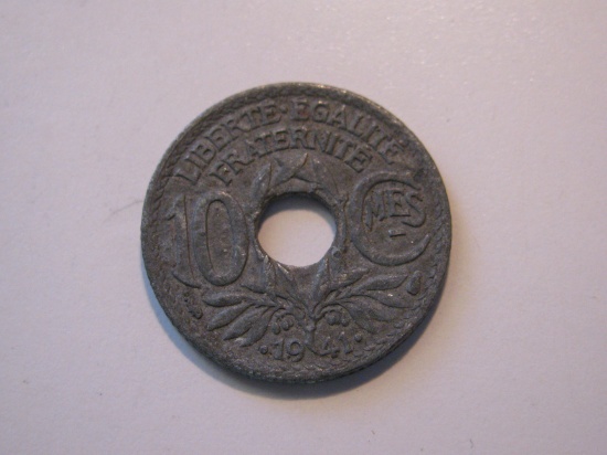 Foreign Coins: WWII 1941 France 10 Centimes