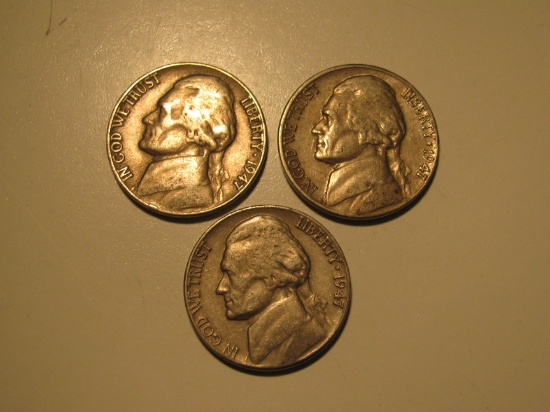 US Coins:3x1947 5 cents