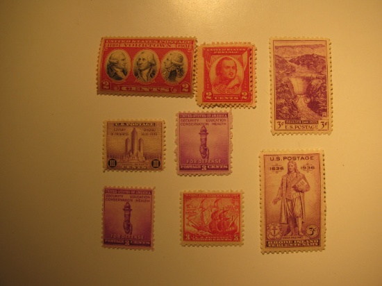 8 Vintage Unused Mint U.S. Stamps