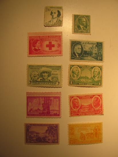 10 Vintage Unused Mint U.S. Stamps