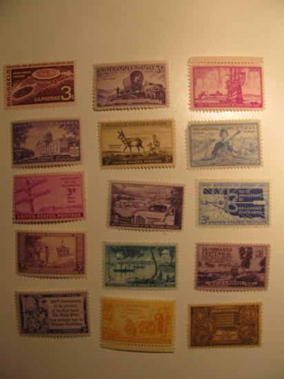 15 Vintage Unused Mint U.S. Stamps