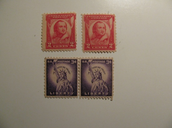 4 Vintage Unused Mint U.S. Stamps