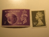 2 Great Britain Vintage Unused Stamp(s)