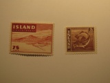2 Iceland Vintage Unused Stamp(s)