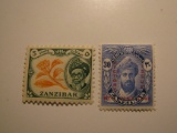 2 Zanzibar Vintage Unused Stamp(s)