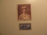 2 Colombia Vintage Unused Stamp(s)