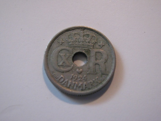 Foreign Coins:  1924 Demark 10 Ore