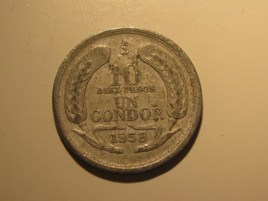 Foreign Coins: 1958 Chile 10 Pesos