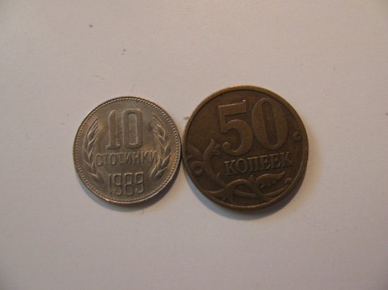 Foreign Coins:  1989 USSR & 1998 Russia 50 Kopeks