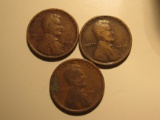US Coins: 3x1918 Wheat pennies