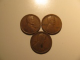 US Coins:  3x1917 Wheat pennies
