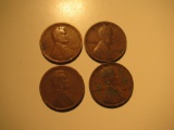 US Coins: 4x1919 Wheat pennies