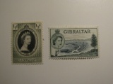 2 Gibraltar Vintage Unused Stamp(s)