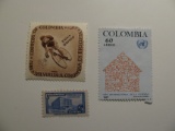 3 Colombia Vintage Unused Stamp(s)