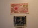 2 Czechoslovakia Vintage Unused Stamp(s)