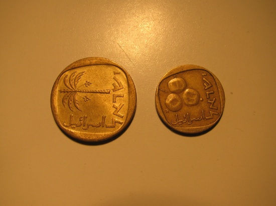 Foreign Coins:  2 Israeli coins