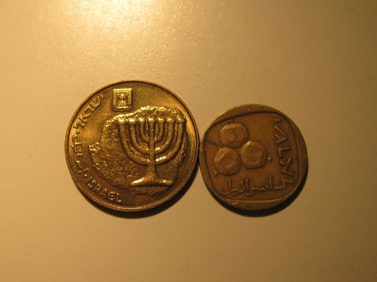 Foreign Coins:  2 Israeli coins