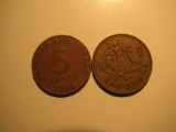 Foreign Coins: 1966 Trinidad & Tobaco & 1973 Barbados 5 Cents