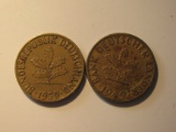 Foreign Coins: 1949 & 1950 Germany 5 Pfennigs