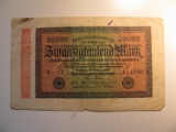 Foreign Currency: 1923 Germnay 20,000 Mark