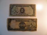 Foreign Currency: Japan Occupation 1& 100 Pesos