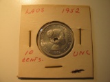 Foreign Coins: 1952 Laos 10 Cents _UNC