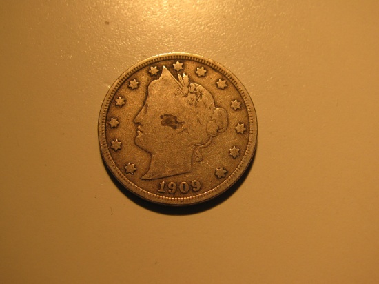 US Coins: 1x1909 V 5 Cents