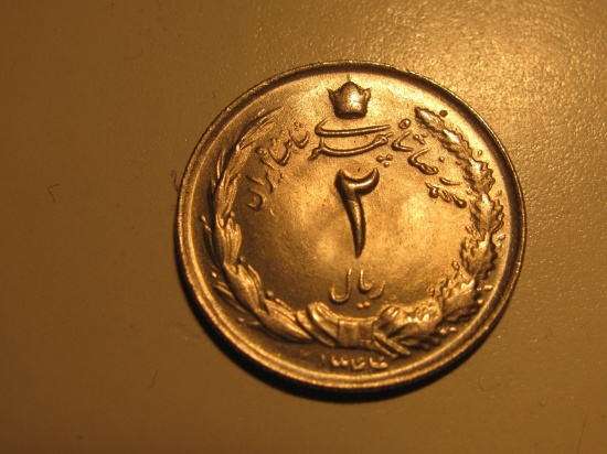 Foreign Coins:  1965 Iran 2 Rials (pre revolution)