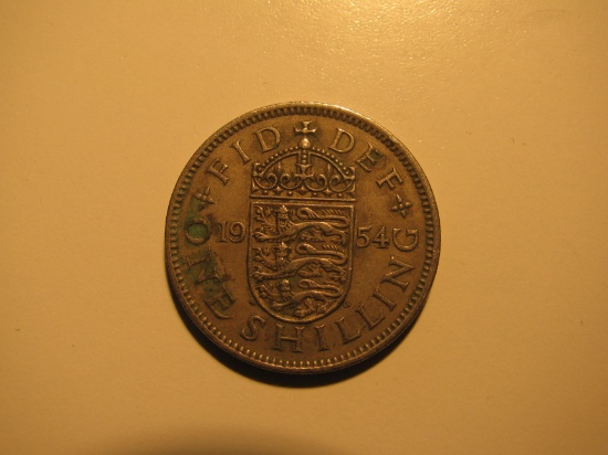 Foreign Coins: 1954 Great Britain 1 Shilling