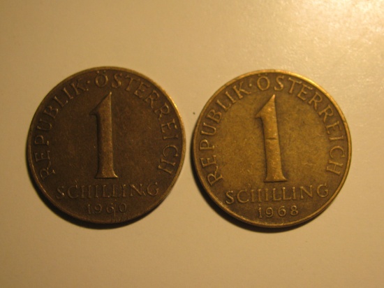 Foreign Coins:  1960 & 1968 Austria 1 Schillings