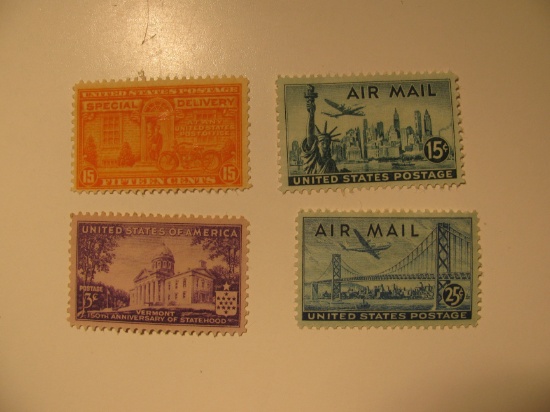 4 Vintage Unused Mint U.S. Stamps