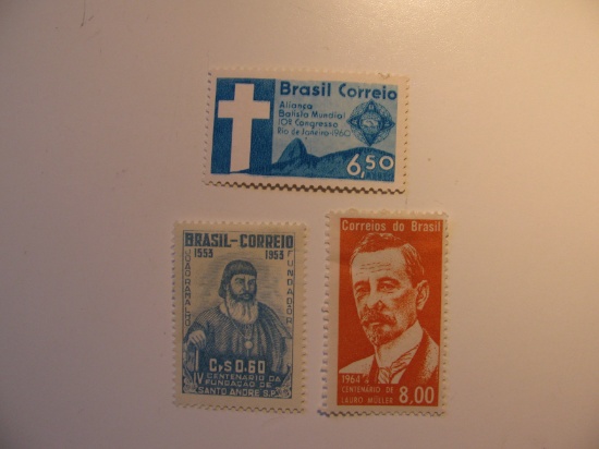 3 Brazil Vintage Unused Stamp(s)