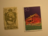 2 Liechtenstein Vintage Unused Stamp(s)