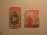 2 St. Lucia Vintage Unused Stamp(s)