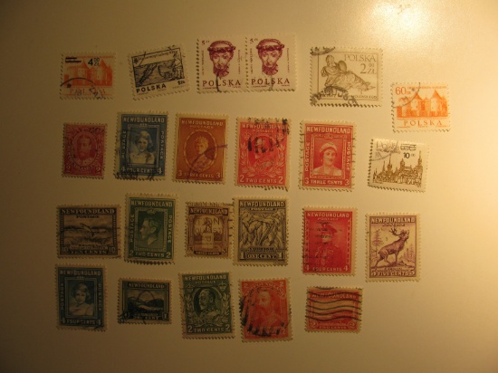 Vintage stamps set of: Poland & Newfoundland