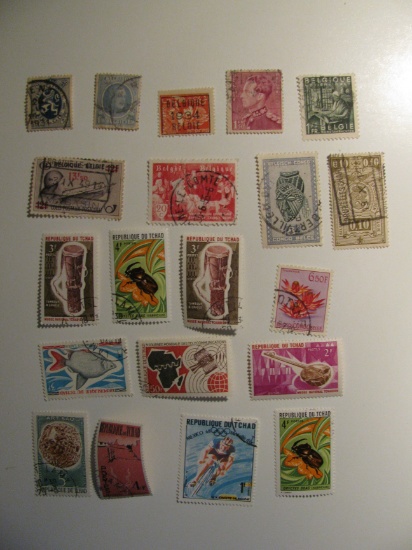 Vintage stamps set of: Belgium & Chad