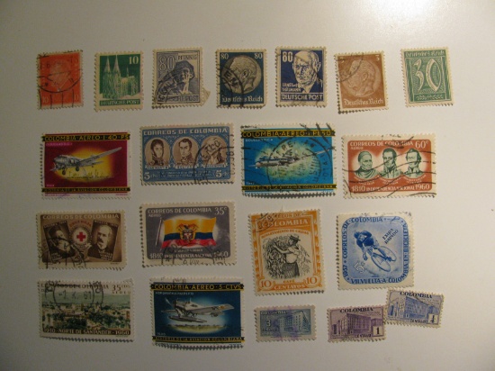 Vintage stamps set of: Germany & Colombia