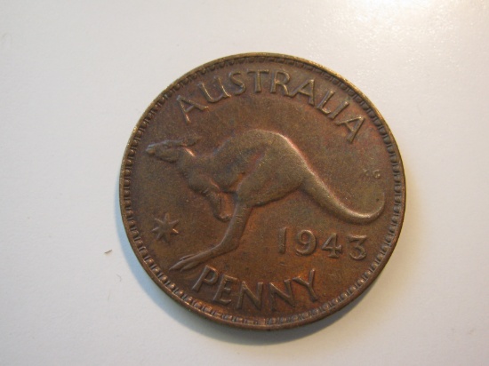 Foreign Coins:  WWII 1943 Australia 1 Penny