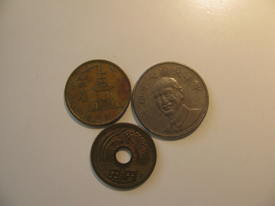 Foreign Coins:  3x Asian coins