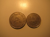 Foreign Coins: 2005 Bahrain & 1989 United Arab Emirtaes  50 Felsas